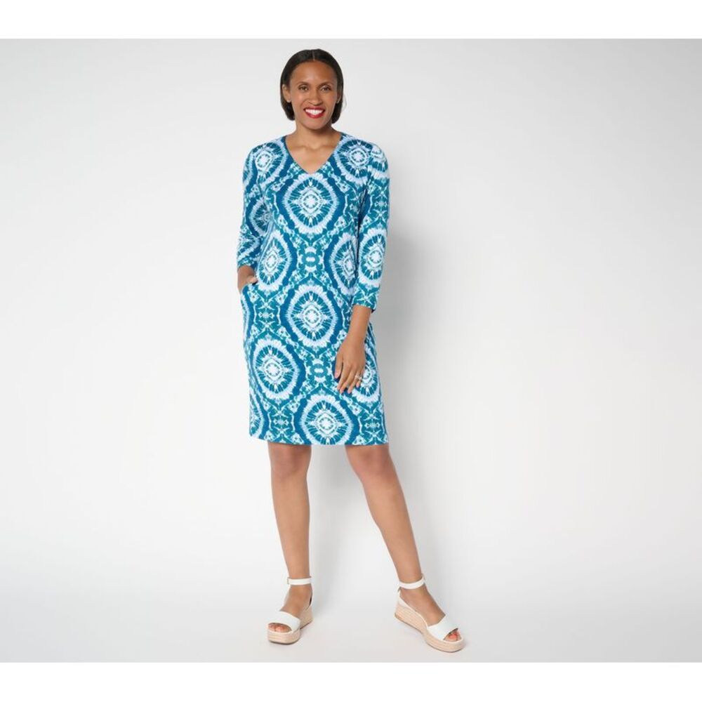 SUNNYLiFE Women's Petite Dress 1XP Rayon Spandex Geo Sheath Multi-colored